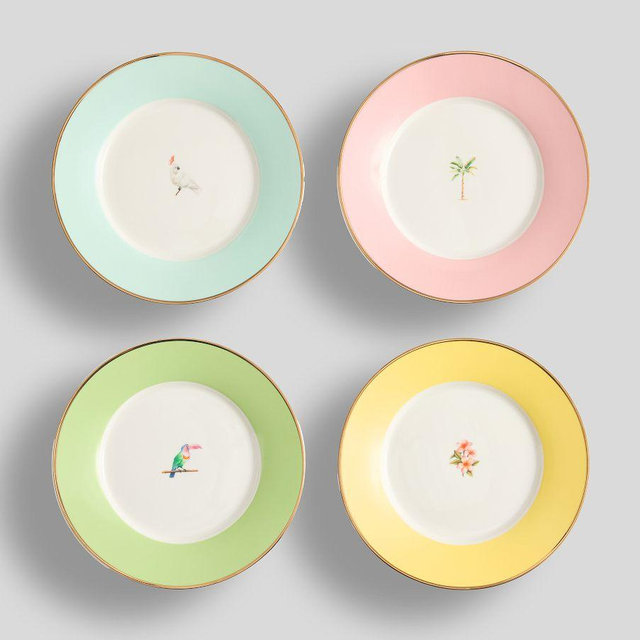 Cynthia Rowley Icon Stoneware Appetizer Plates, Mixed Set of 4 - Multi