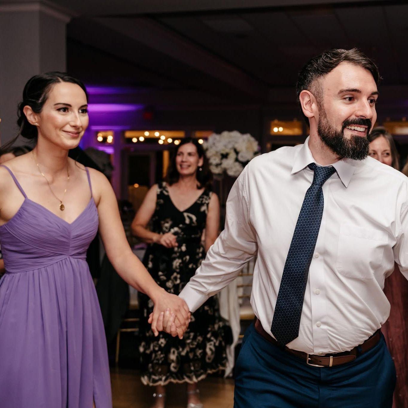 Making our way to the dance floor at Emily's wedding