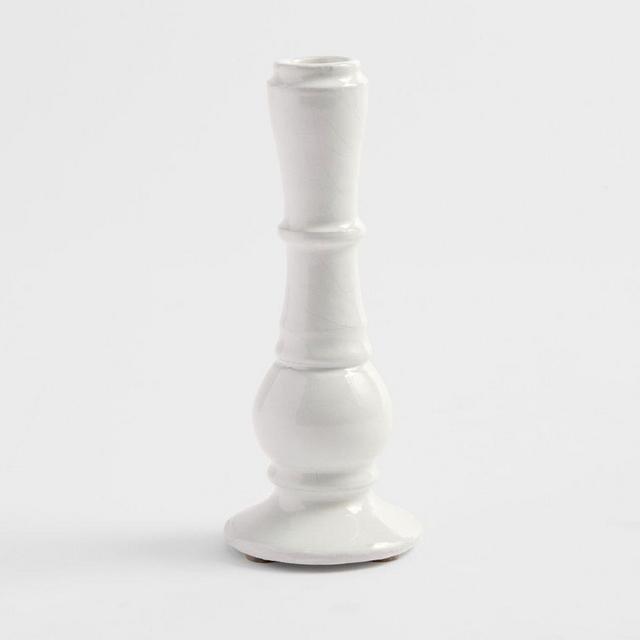 Handcrafted Emery Ceramic Candlestick, Large, White
