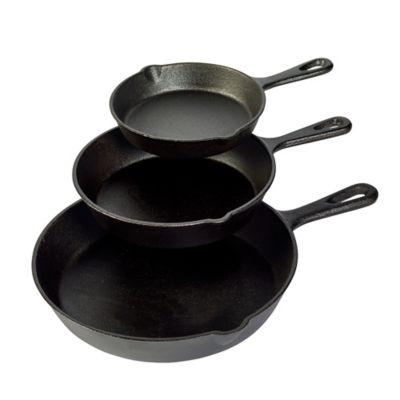 Basic Essentials® Cast Iron 3-Piece Fry Pan Set