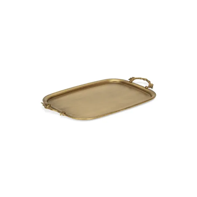HomeRoots 19" Antiqued Gold Cast Iron Handmade Vanity Tray