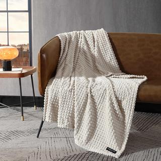 Textured Jacquard Plush Reversible Throw Blanket