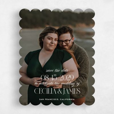 White Scalloped Wedding Save the Date - Milan Photo