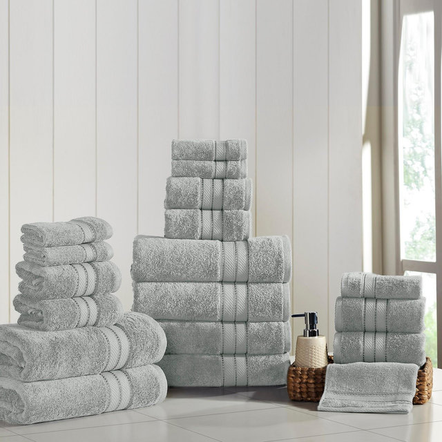 Modern Threads SpunLoft 18 Piece Towel Set, Gray