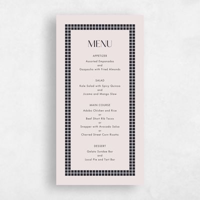 Light Mauve, Purple Wedding Menu - Redwood
