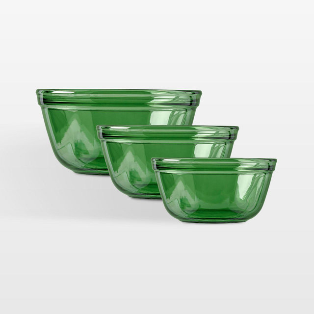 Anchor Hocking Green Glass Bowls, Set of 3