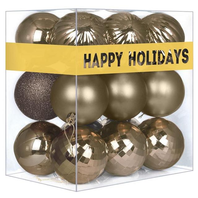 Vintage Copper 3.2" Large Christmas Balls - Christmas Tree Decoration Ornaments Shatterproof Hanging Balls for Birthday Halloween Holiday Wedding Decorations Set of 18pcs