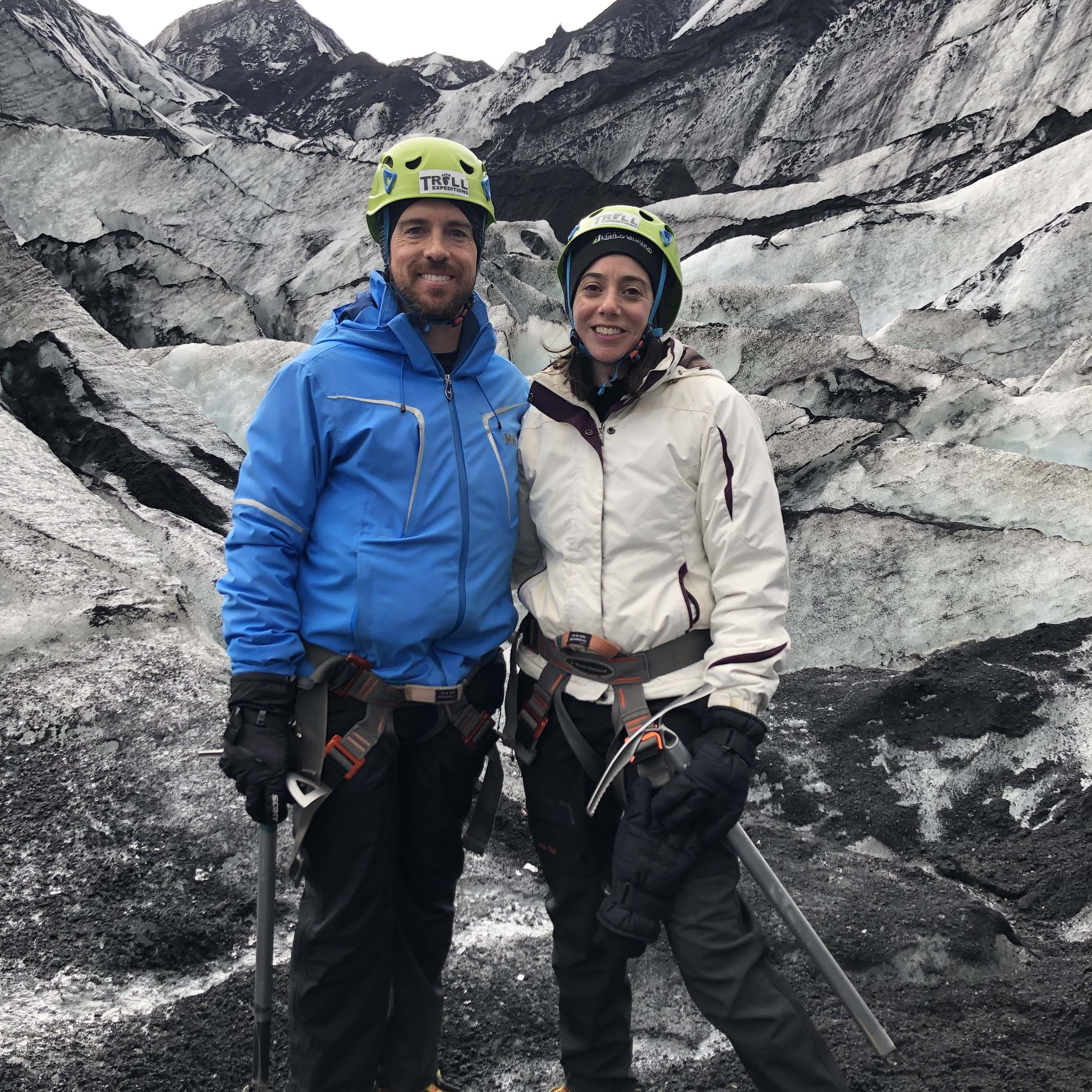 Hiking a glacier in Iceland