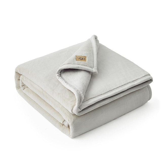 UGG Salt Creek Throw Blanket – Ultra-Soft Tipped Faux Fur with Plush Coco Fabric Backing, Elegant and Cozy Decorative Blanket for Lounging and Layering, 50" x 70 (Bluff)