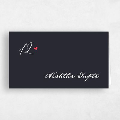 Ebony, Black Wedding Place Card - Estate