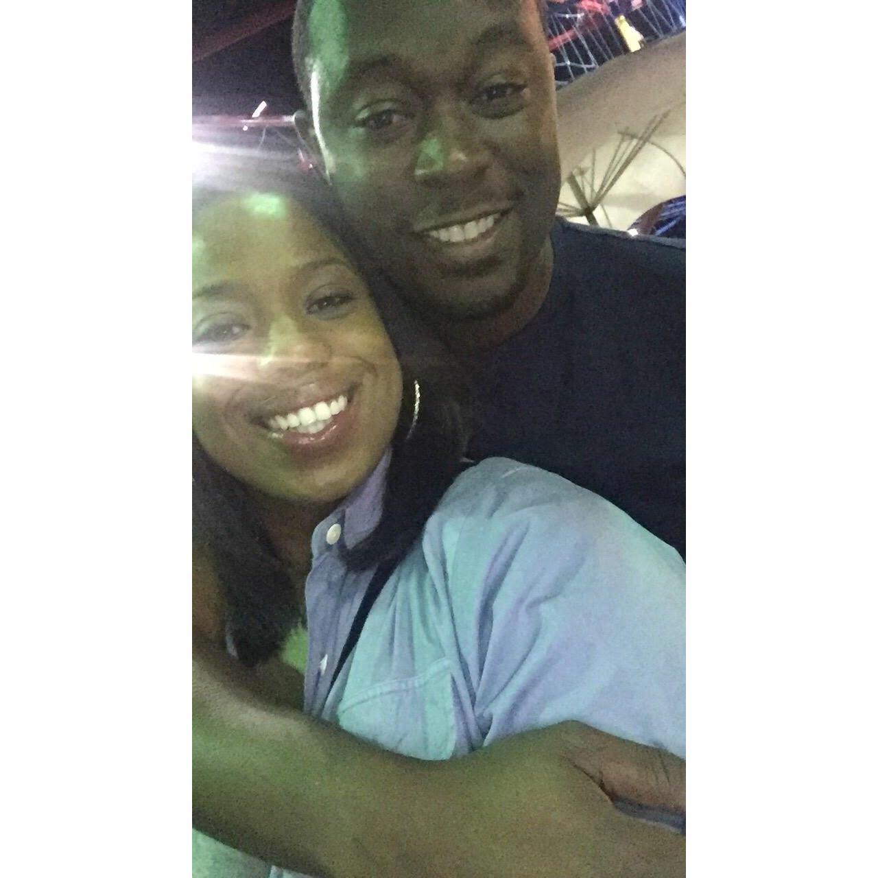 Waiting in line to get on the bumper cars (Location: North Carolina)