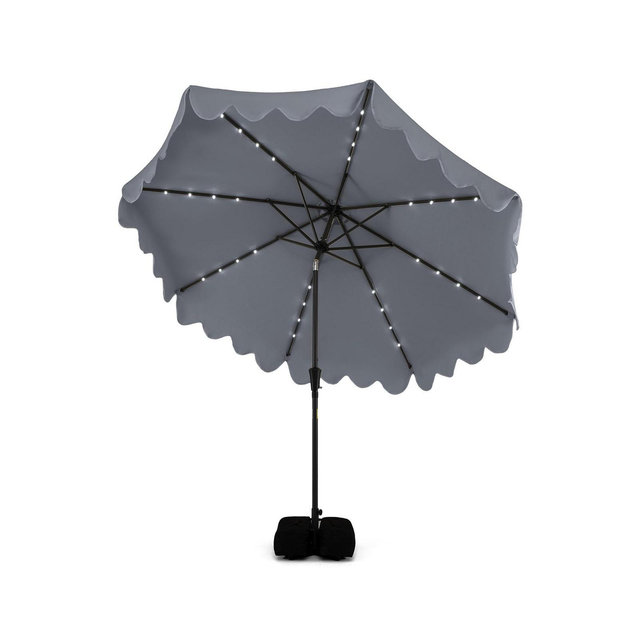 Slickblue Patio Umbrella with Solar Lights and Heavy Duty Weighted Base for Outdoor