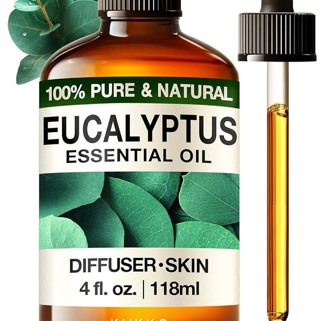 KUKKA essential oils 100% Pure & Natural Eucalyptus Essential Oil for Diffuser, Humidifier, Skin, Hair & Soap Making DIY(4 Fl Oz/118 ml)
