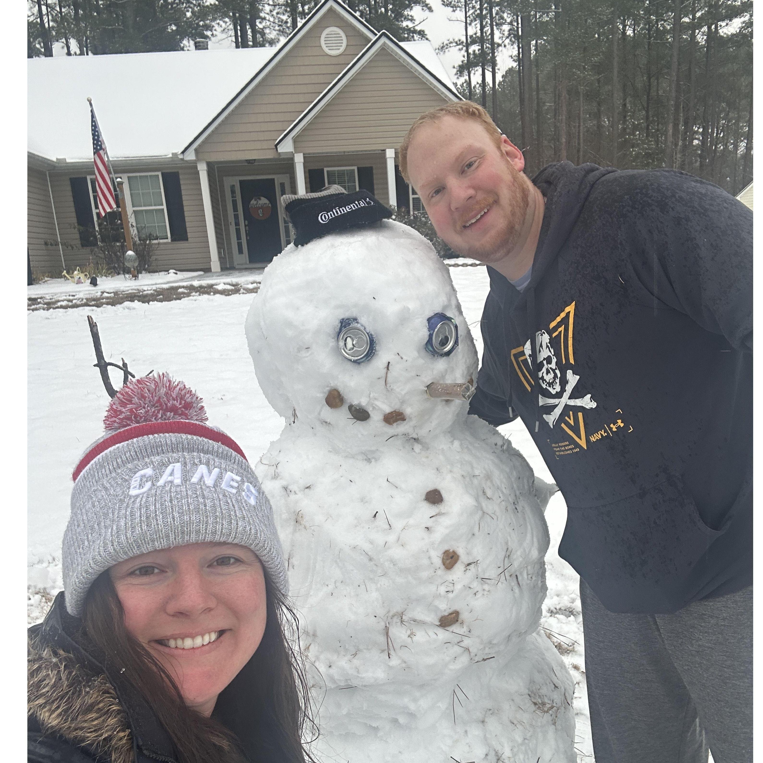 Crazy snow in Georgia, showed all of the Southerners how to build a real snowman