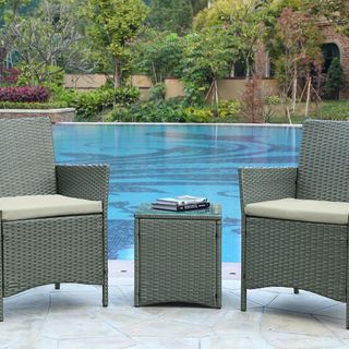 Imperia Steel Rattan 3-Piece Patio Conversation Set