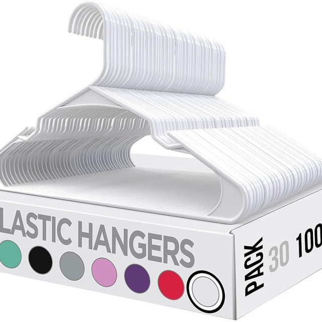 Utopia Home Clothes Hangers 100 Pack - Plastic Hangers Space Saving - Durable Coat Hanger with Shoulder Grooves (White)