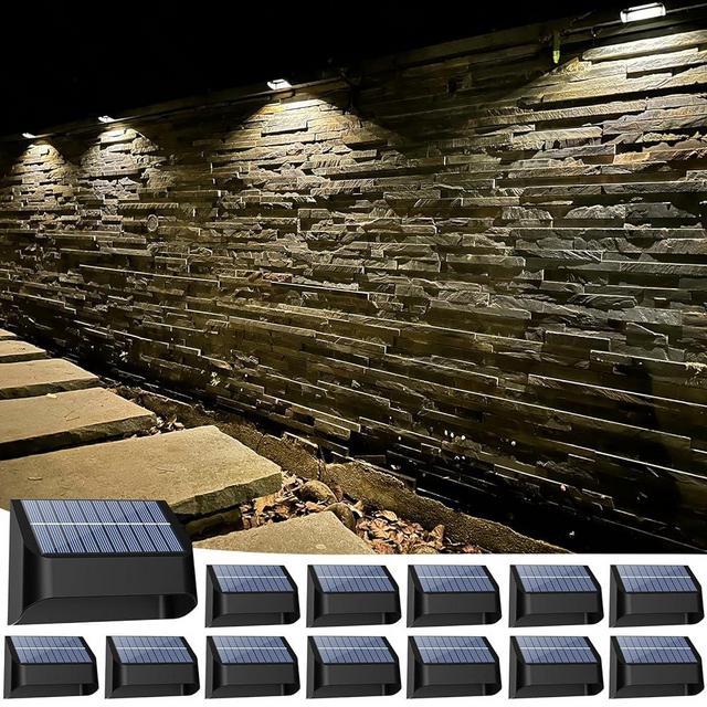 Yivsen Solar Fence Lights Outdoor 12 Pack, RGB 8 Colors Deck Lights Fence Solar Lights, Solar Step Lights Waterproof Led Solar Lights for Outside Stairs, Backyard, Patio, Pool, Railing and Wall