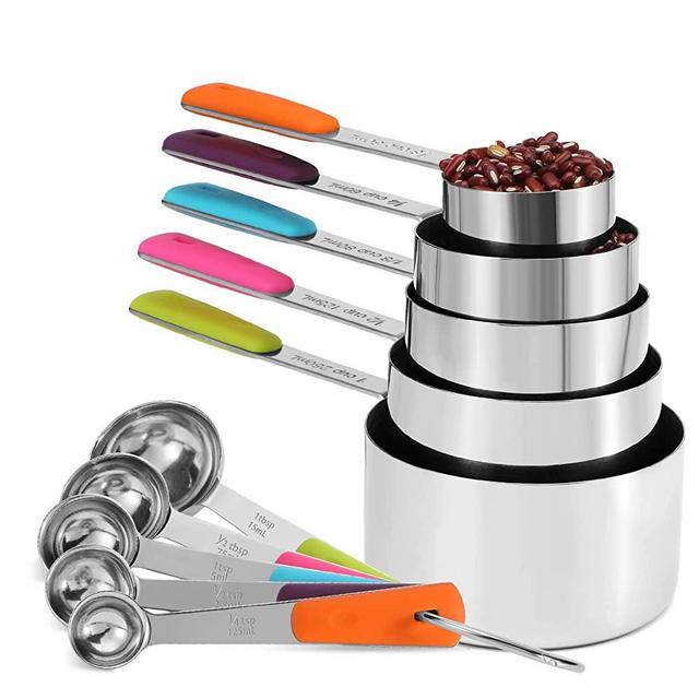 BOPEI 13Pcs Stainless Steel Measuring Cup and Spoon Set