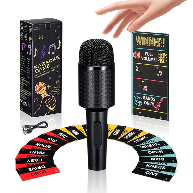 2026 Grab Microphone Game with Real Microphone, 2-10 Players -Singing Party Game for Adults, Family, Teens, 250 Lyric Challenge(135 Cards), Fun Music Mic for Games Night, Christmas, Birthday Party