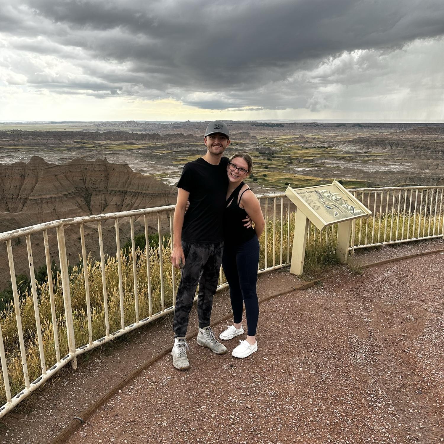 Jordan and I stopped to look at the badlands in South Dakota, on a 2 day road trip with my parents to visit my Grandparents🏜️🏔️