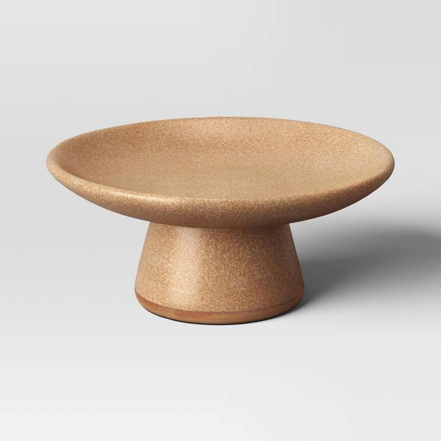 Ceramic Pedestal with Exposed Clay Bottom Brown - Threshold™