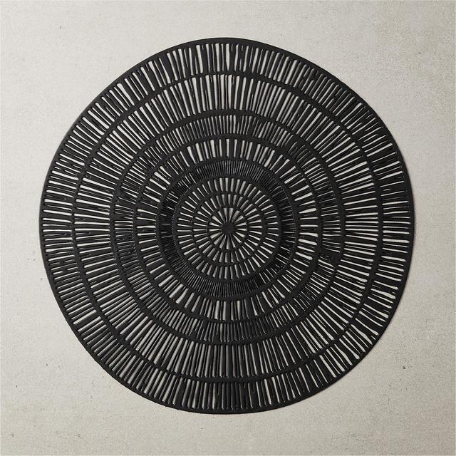 Doodle Black Round Plastic Placemats