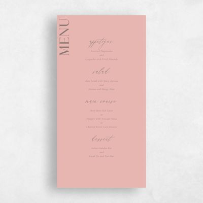 Dusty Peach, Pink Wedding Menu - Philippa