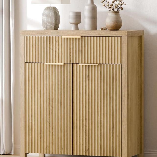 Lulive Fluted Buffet Cabinet with Storage Sideboard Cabinet Adjustable Shelves for Kitchen Living Room, Kitchen, Entryway