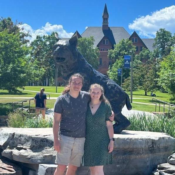 It is a tradition to take a picture in front of the Bobcat on the first and last day of school at MSU. We took our last one together a while after Erin had graduated.