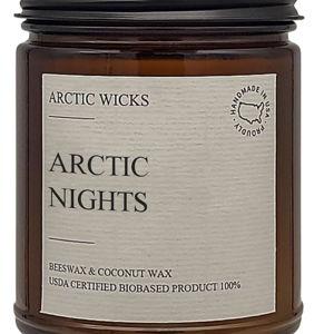 Scent: Arctic Nights. Arctic Wicks Scented Coconut Beeswax Candles | Coconut Beeswax Non Toxic Candle 9oz Amber | Farmhouse Candles Non-Toxic Clean Burn 100% USDA Certified Biobased (Arctic Nights)