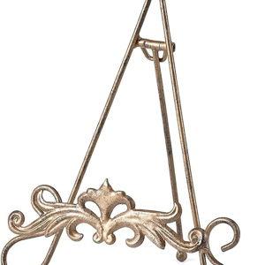 13.8" H Fleur-de-Lis Easel Stand,Metal Book Stand, Plate Holder Display Stand, Picture Frame Stand, Home Decor (Bronze)