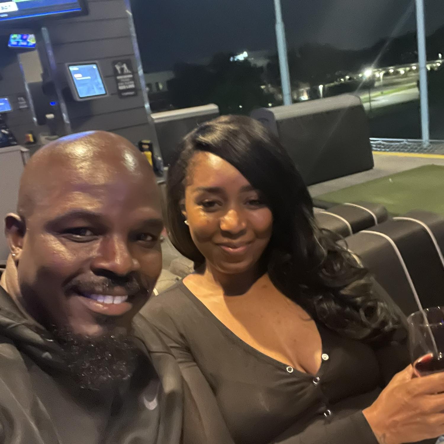 One of our first dates...When I beat him in Top Golf!