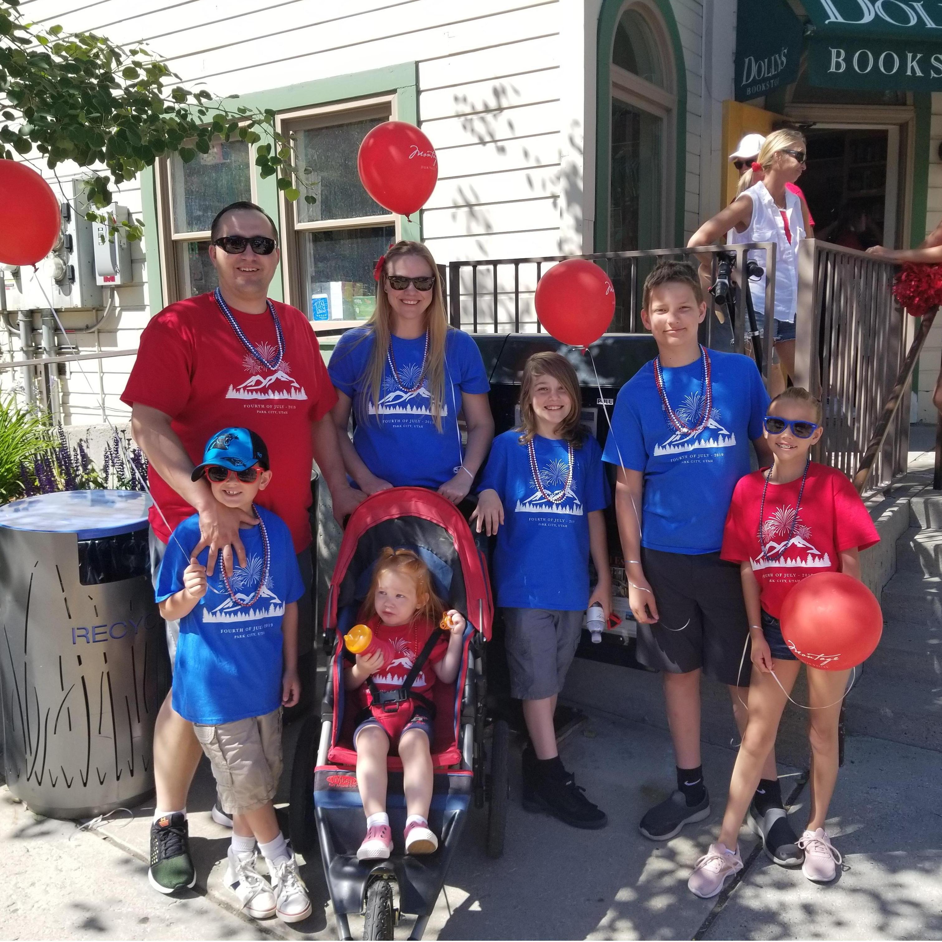 Our family at the Montage float on the 4th of July in Park City - 2019