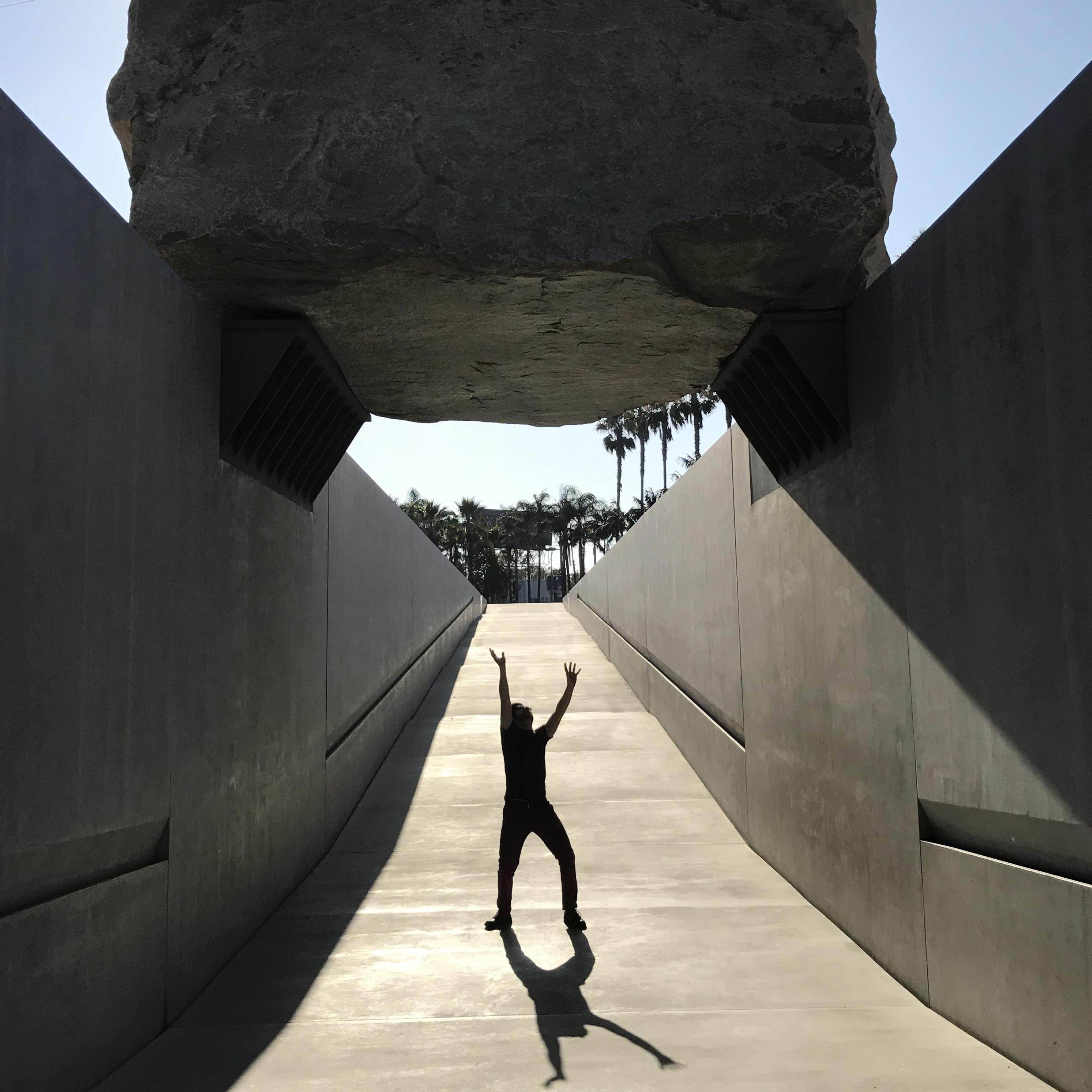 Blair testing his super powers beneath LACMAs Levitated Mass in LA
2017