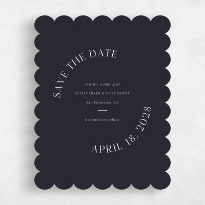 Black Scalloped Wedding Save the Date - Tarbert Portrait
