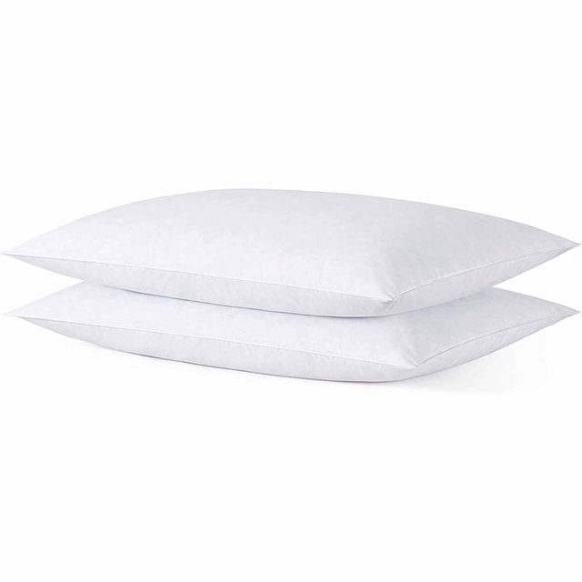 Medium Thin Flat Slim Ultra Soft Bed Pillows Standard Size Set of 2 Pack for Sleeping, Bed Pillow for Stomach Back and Side Sleepers, Machine Washable 20x26 inches