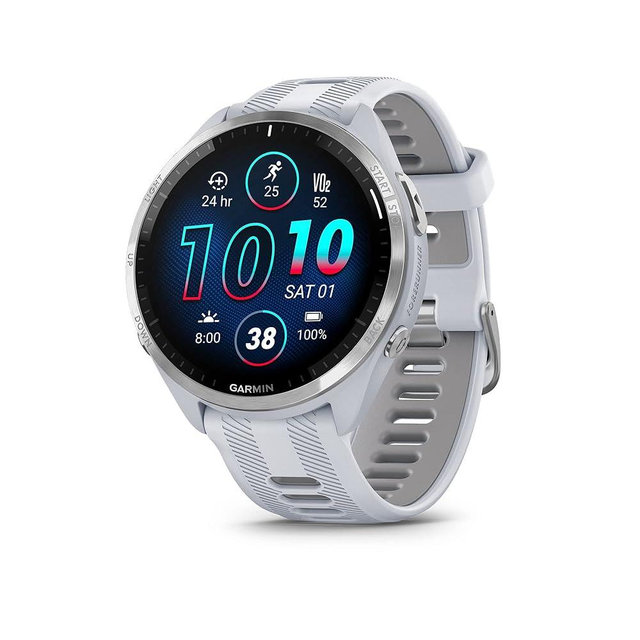 Garmin Forerunner® 965 Running Smartwatch, Colorful AMOLED Display, Training Metrics and Recovery Insights, Whitestone and Powder Gray
