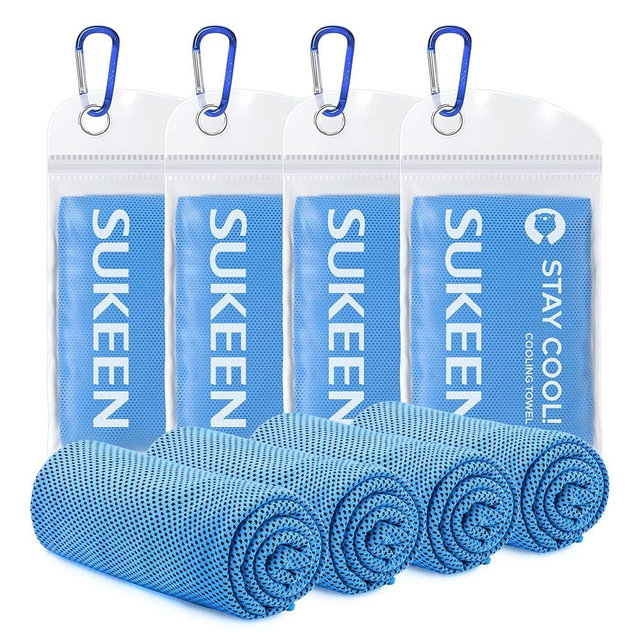 Sukeen [4 Pack Cooling Towel (40"x12"),Ice Towel,Soft Breathable Chilly Towel,Microfiber Towel for Yoga,Sport,Running,Gym,Workout,Camping,Fitness,Workout & More Activities