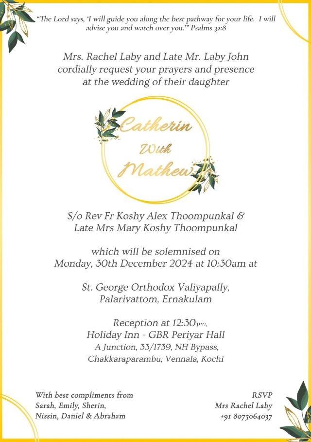 The Wedding Website of Catherin Laby and Mathew Koshy