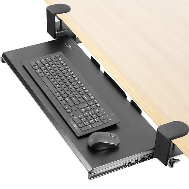 VIVO Large Keyboard Tray Under Desk Pull Out with Extra Sturdy C Clamp Mount System, 27 (33 Including Clamps) x 11 inch Slide-Out Platform Computer Drawer for Typing, Black, MOUNT-KB05E