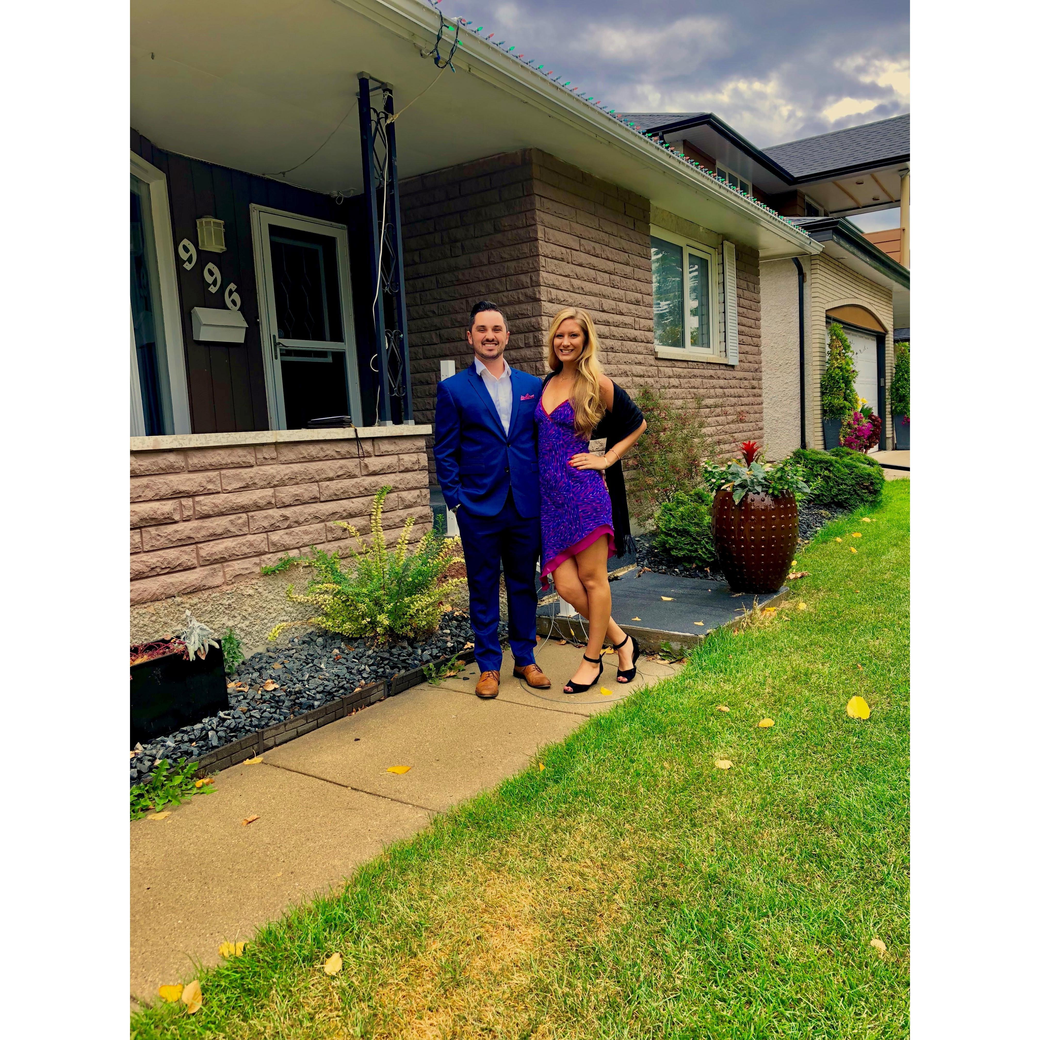Our first trip together to Branden's hometown of Winnipeg! All dressed up here going to B's friends wedding.