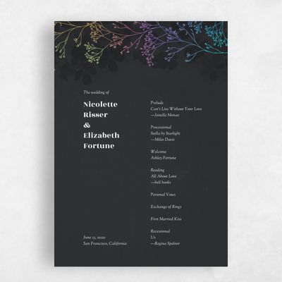 Charcoal, Black Wedding Program - Reverie