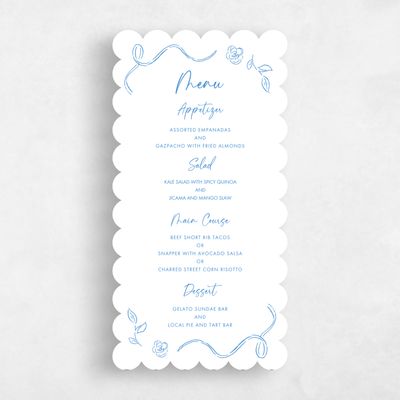 Blue Scalloped Wedding Menu - Hamilton