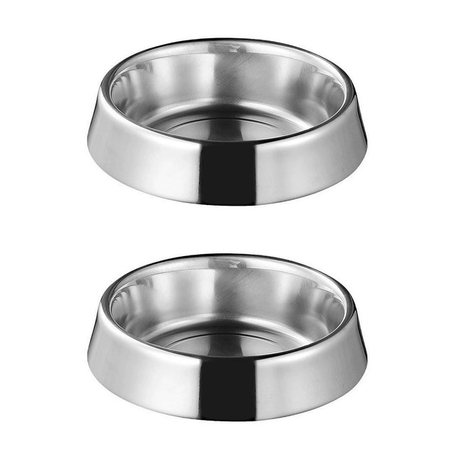 Alilang Stainless Steel Non-Slip Pet Bowls Set of 2 Food and Water Bowls for Cats and Small Dogs, 22oz