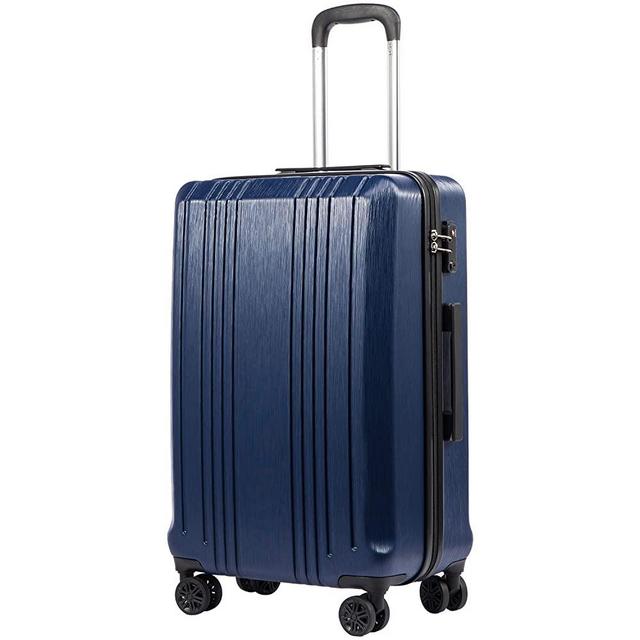 Coolife Luggage Expandable(only 28") Suitcase PC+ABS with TSA Lock Spinner 20in 24in 28in (navy, L(28IN))