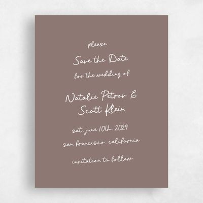 Taupe, Brown Wedding Save the Date - Morgay Portrait