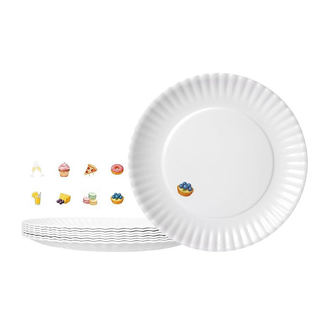 TP Upgraded Sturdy 10.5" Reusable Melamine Paper Plates, Lightweight Round Plates for Gathering Party Picnic Outdoors, Set of 8, Party Themed, White