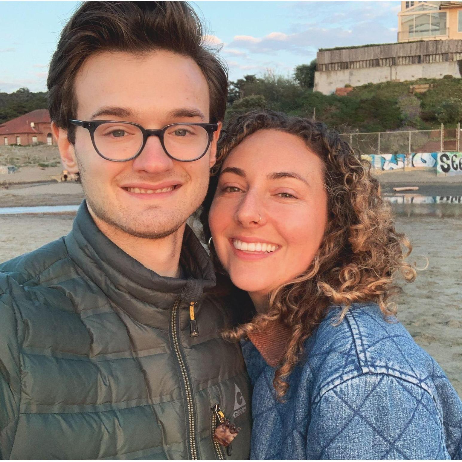 At Baker Beach the evening after Skylar proposed.