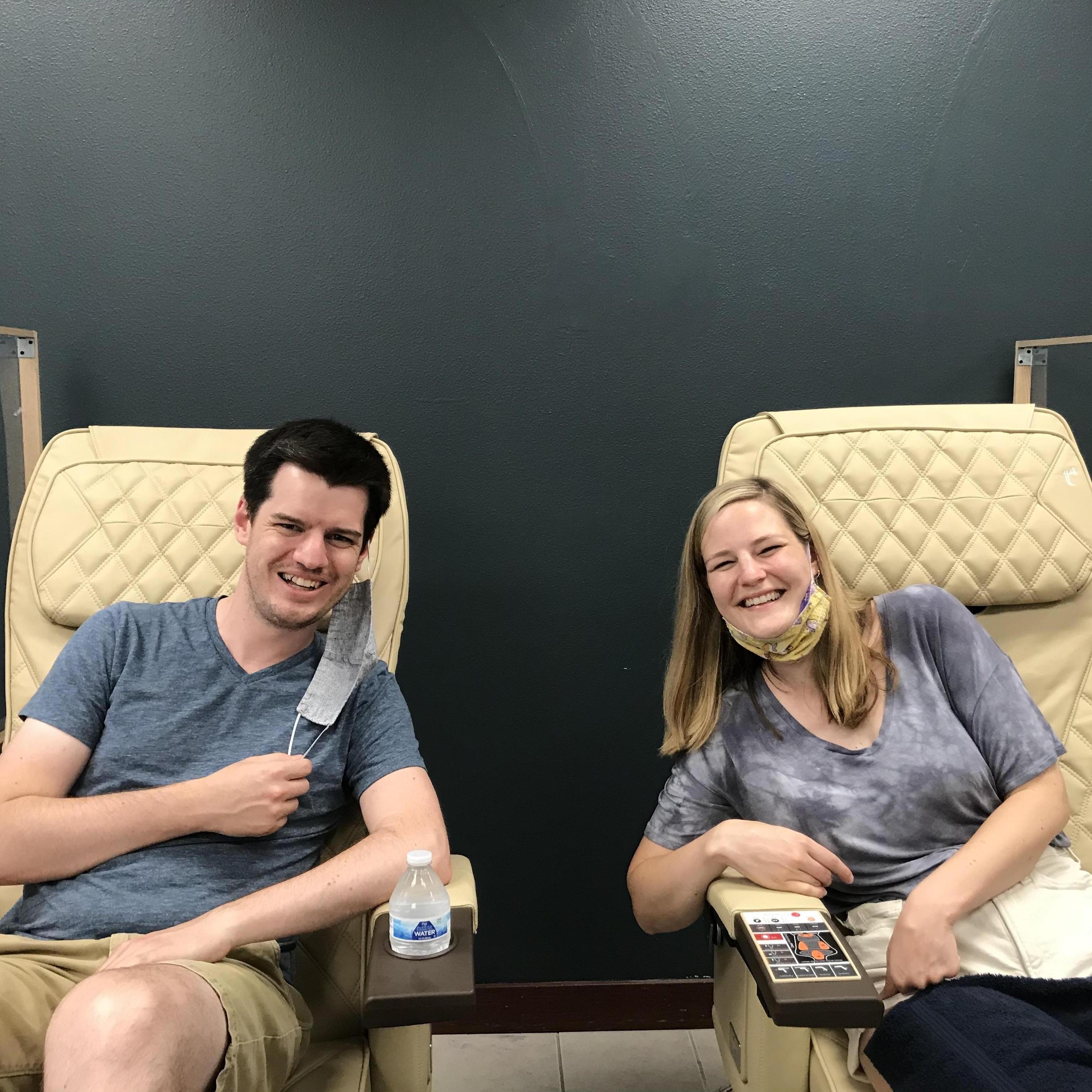 Couples' first pedicure