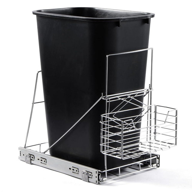 Pull Out Trash Can Under Cabinet,Adjustable Under Sink Trash Can Pull Out Kit with Removable Basket,Slide Roll Out Kitchen Trash Can Rack,Fit for Most 7-11 Gallon Garbage Can (Trash Can Not Included)